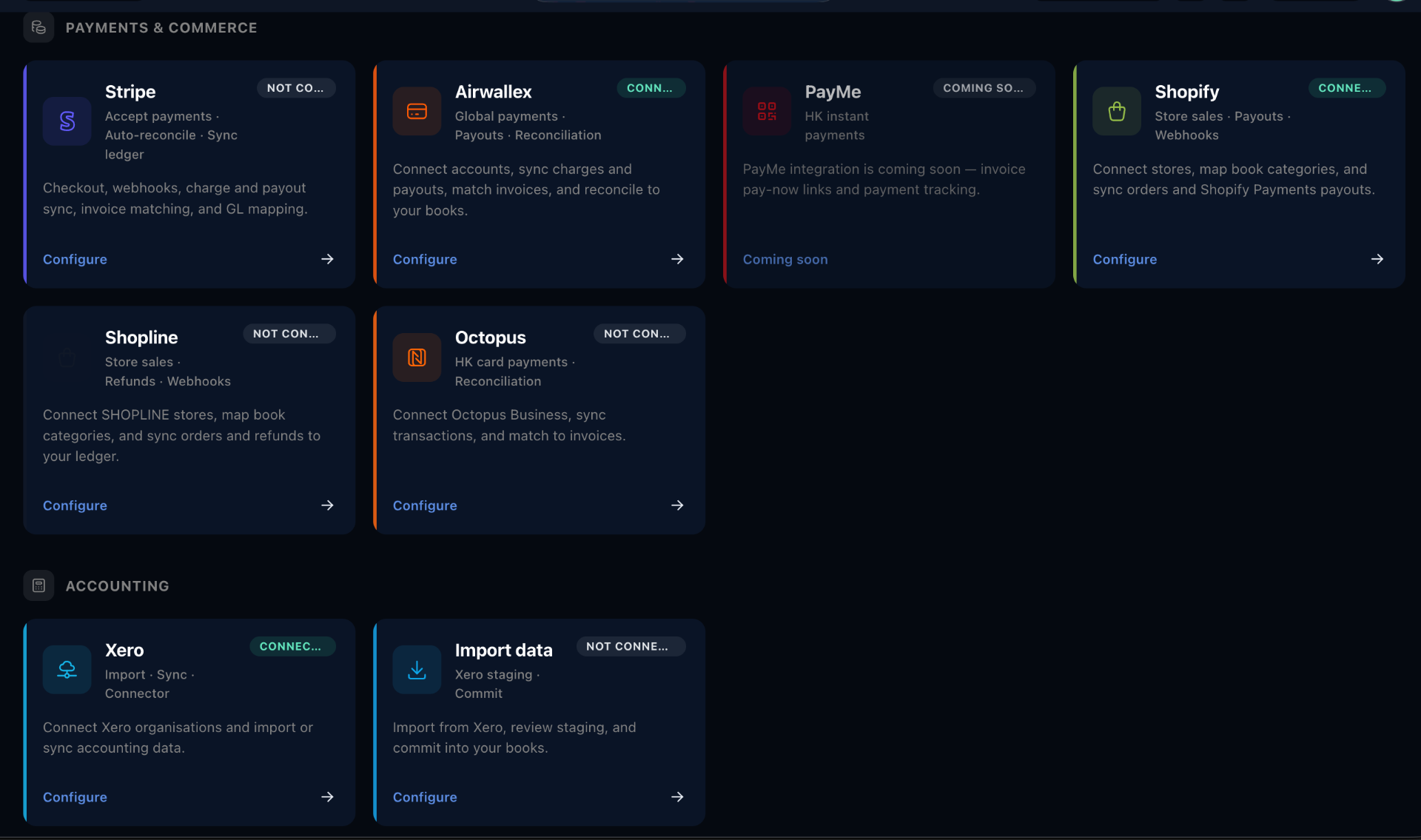 Payments & commerce integrations